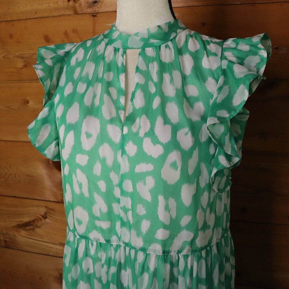 Milly | Mona Jungle Leopard Crinkle Chiffon Dress Small - Picture 3 of 7